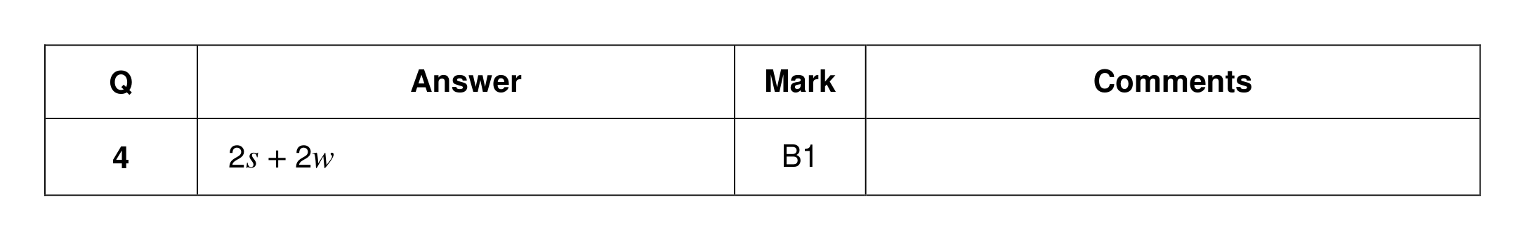Mark scheme for Q4