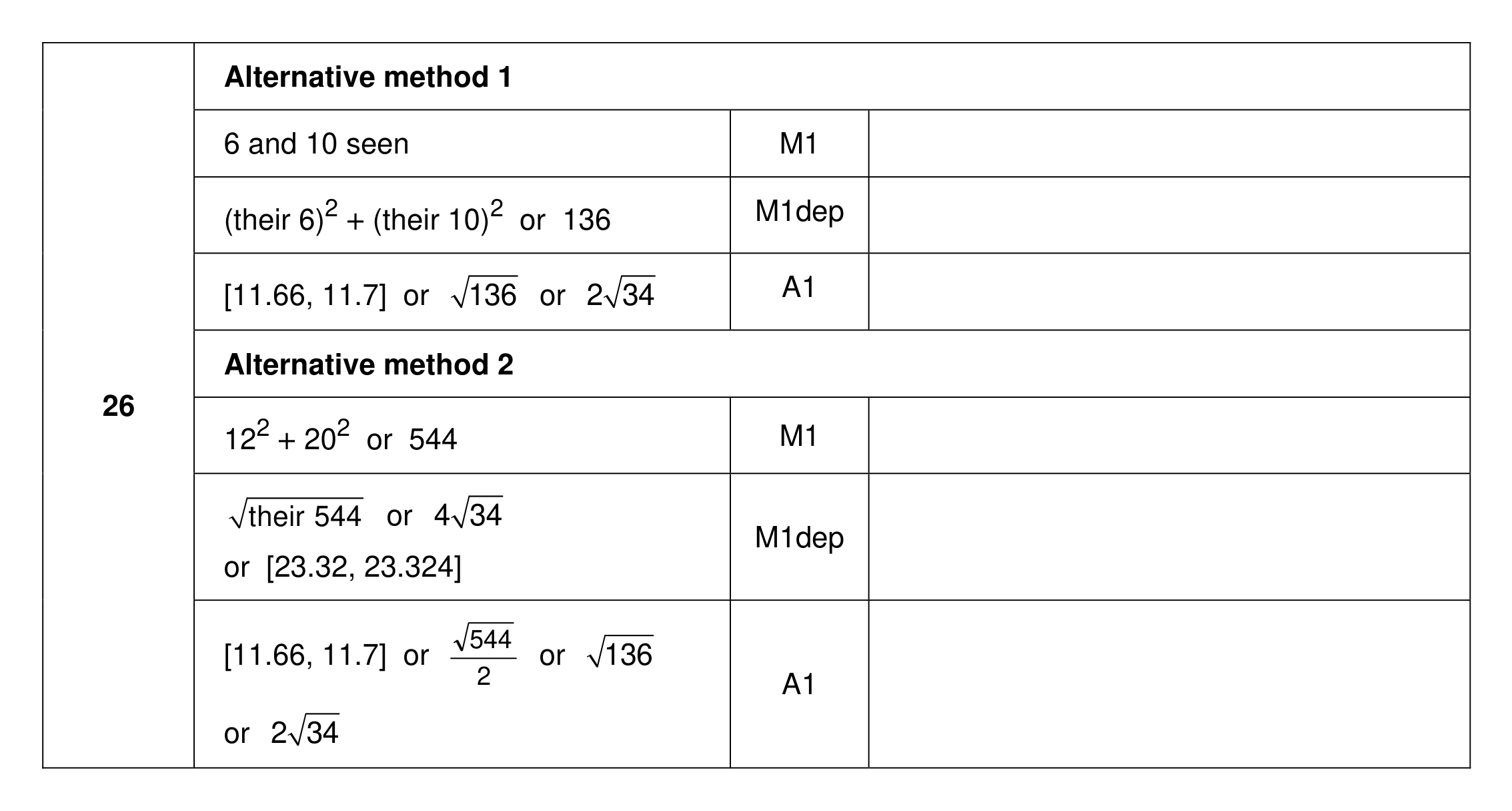 Mark scheme for Q26