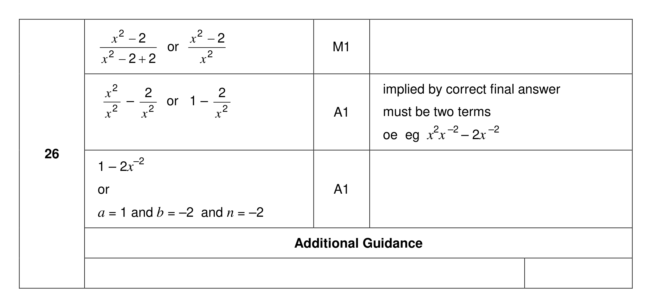 Mark scheme for Q26