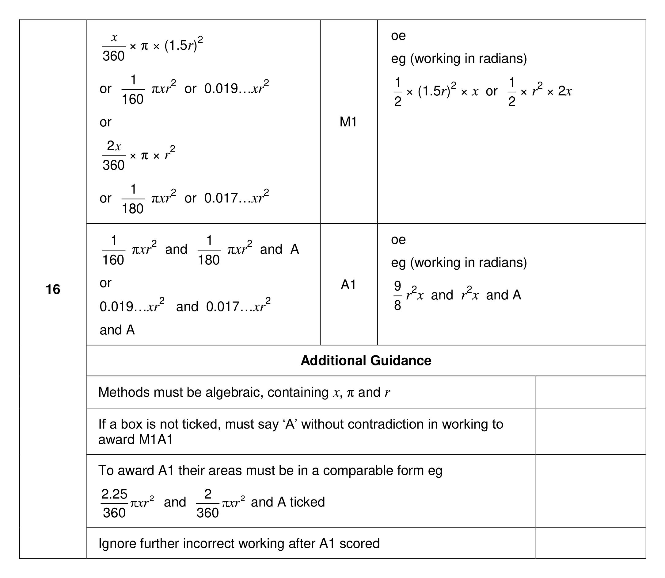 Mark scheme for Q16