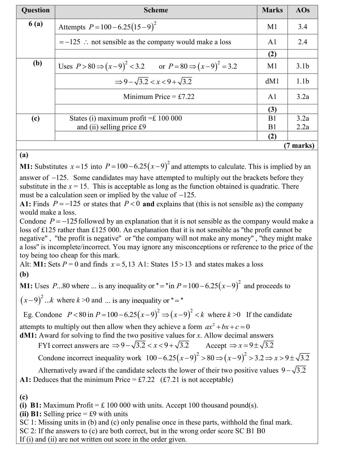 Mark scheme for Q6