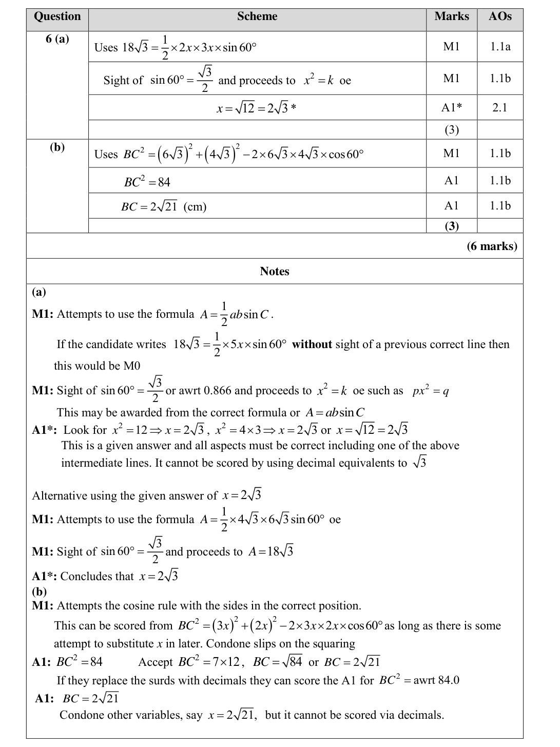 Mark scheme for Q6