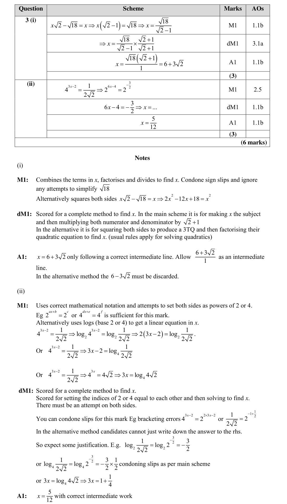 Mark scheme for Q3