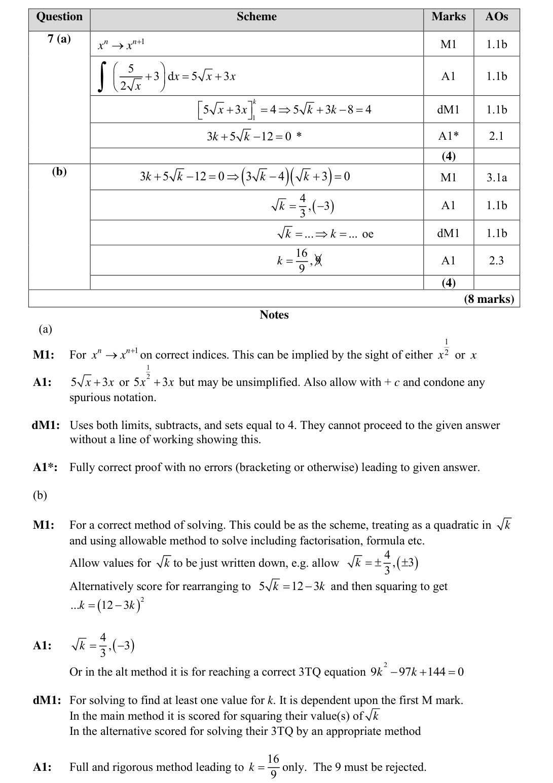 Mark scheme for Q7