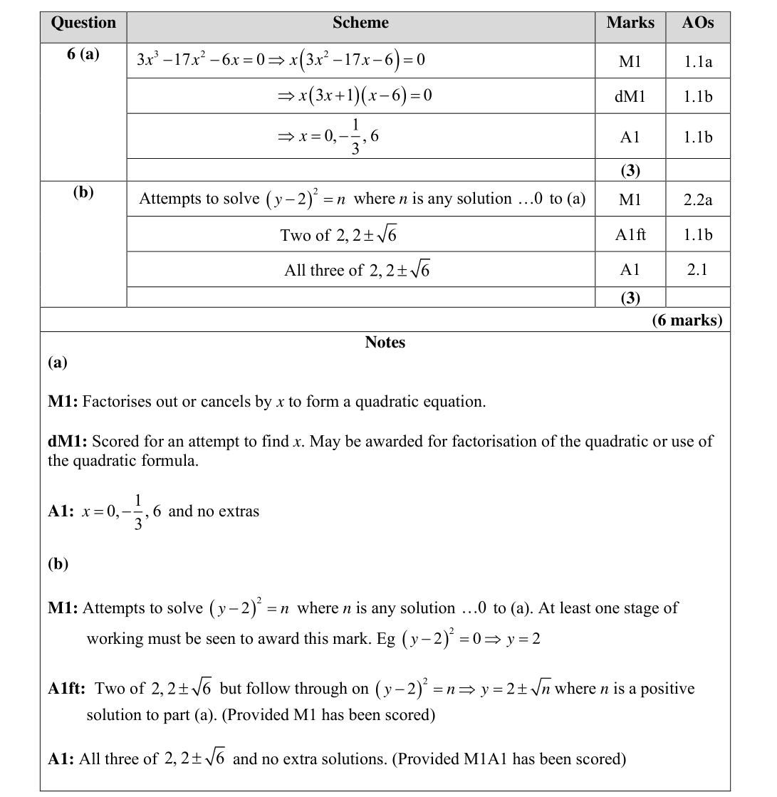 Mark scheme for Q6