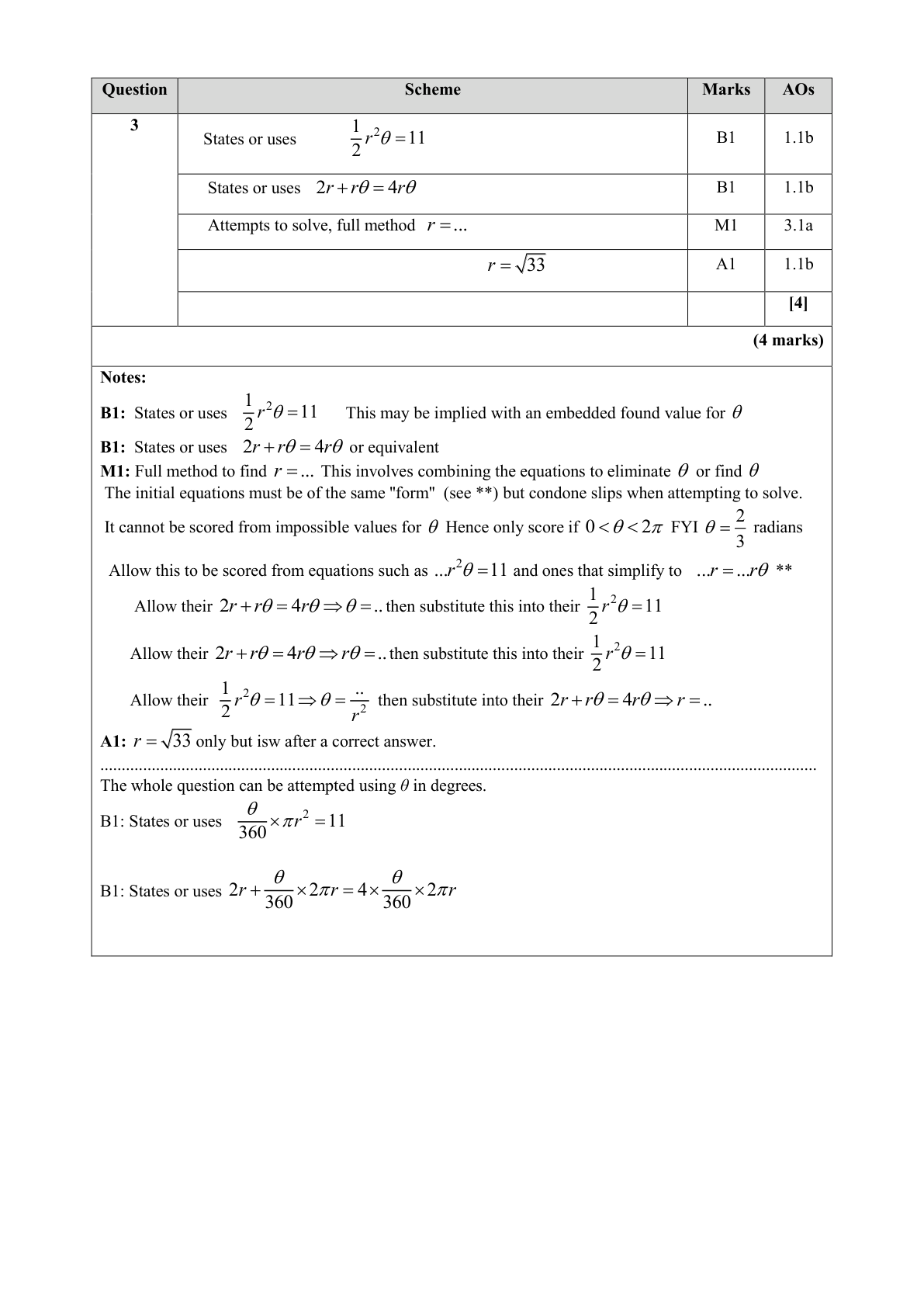 Mark scheme for Q3