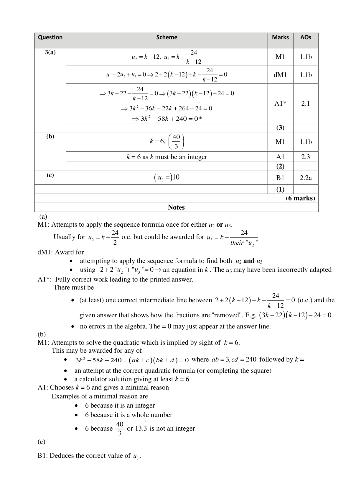Mark scheme for Q3