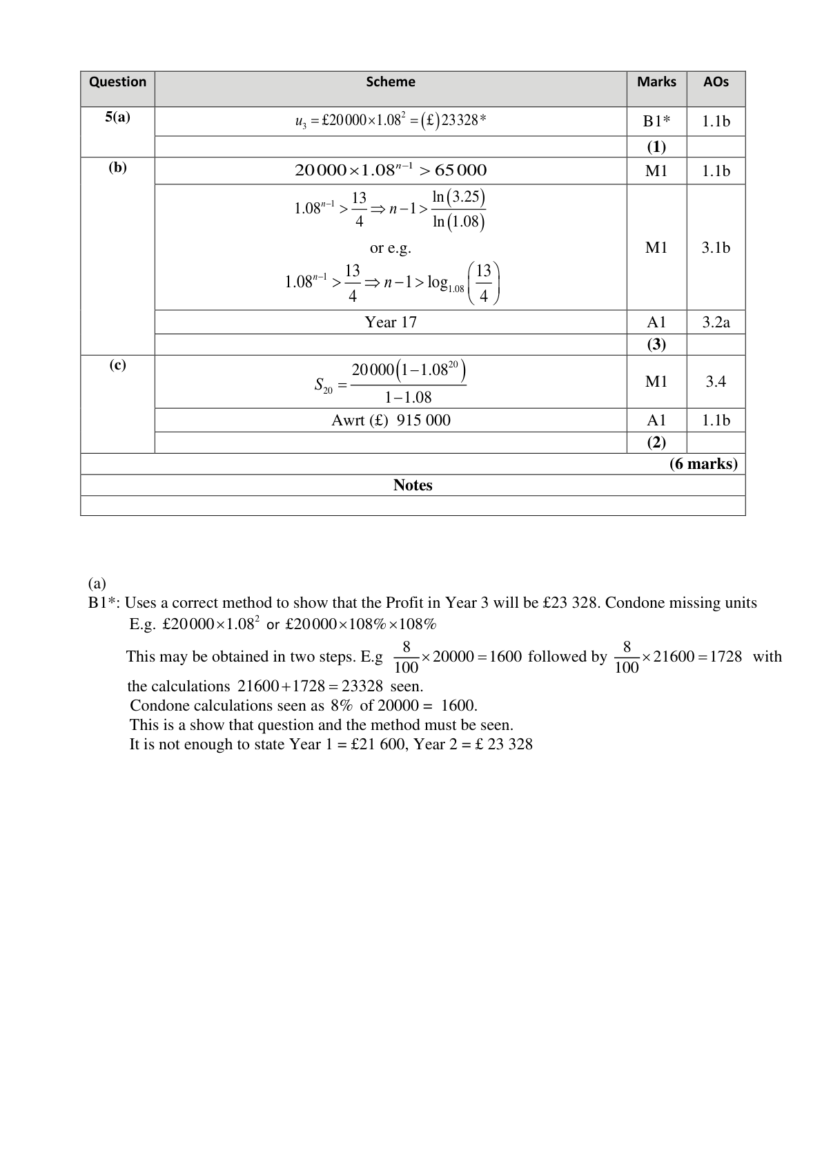 Mark scheme for Q5
