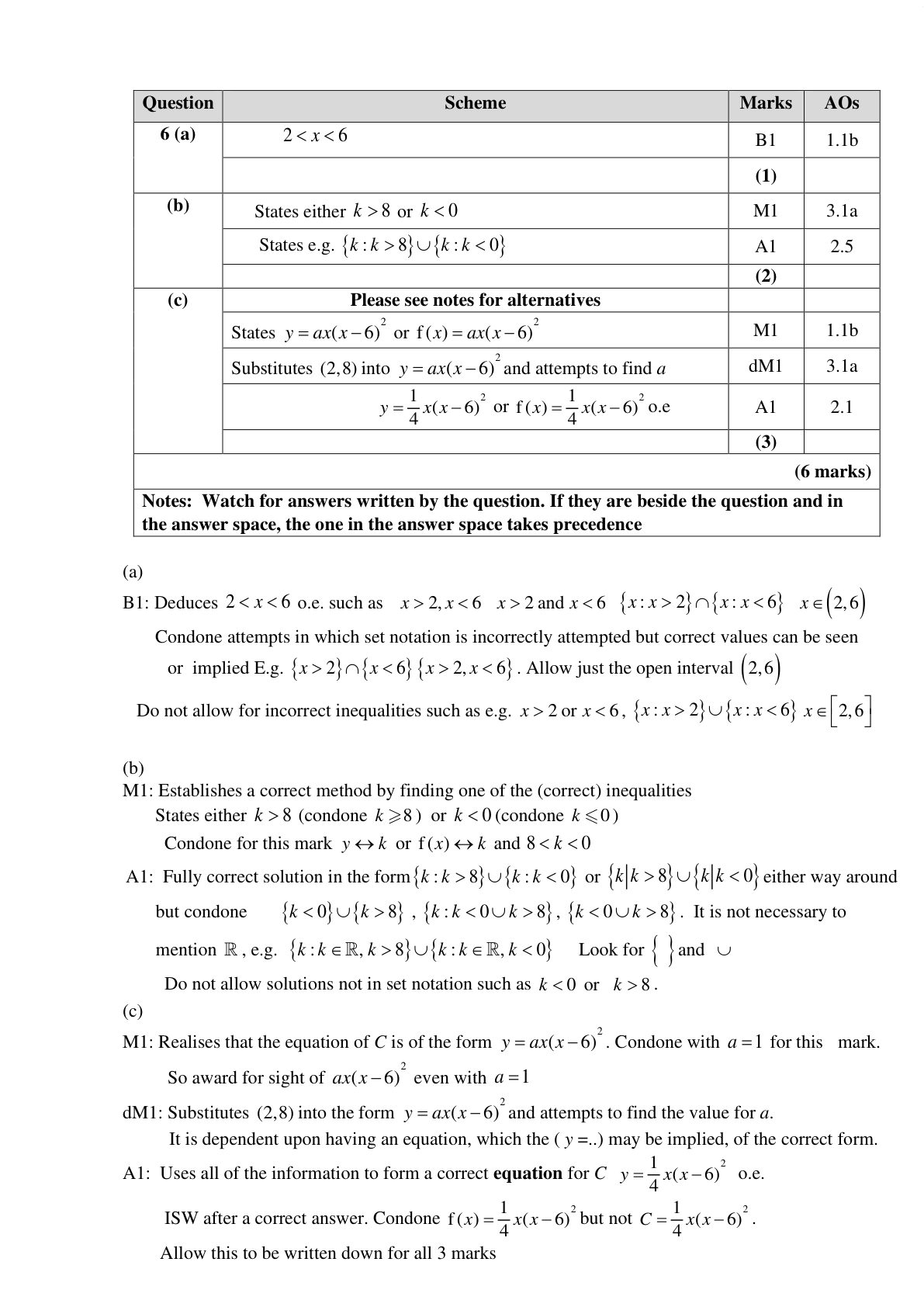 Mark scheme for Q6