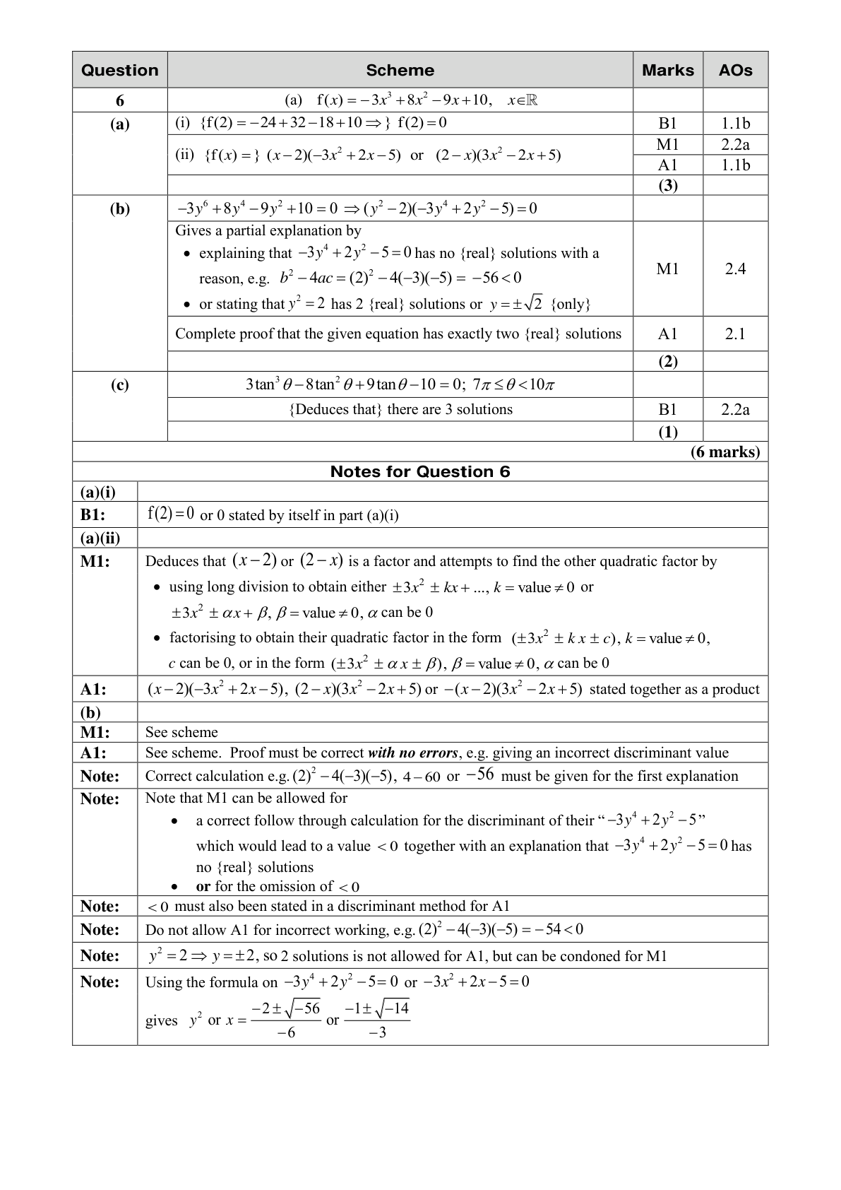 Mark scheme for Q6