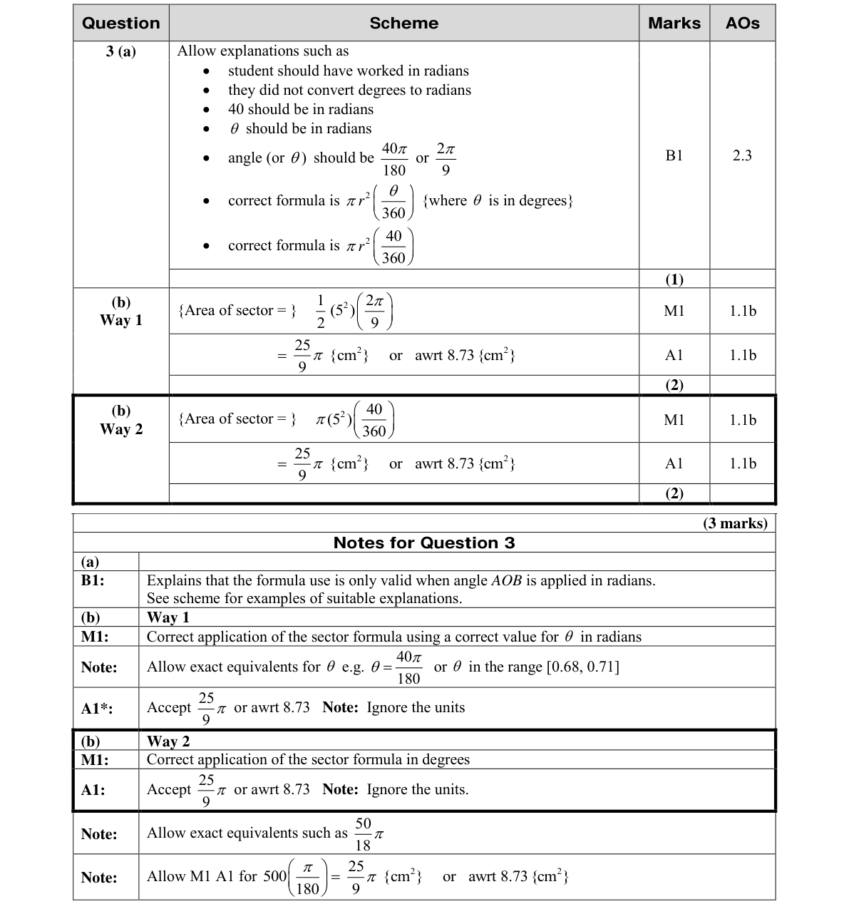 Mark scheme for Q3