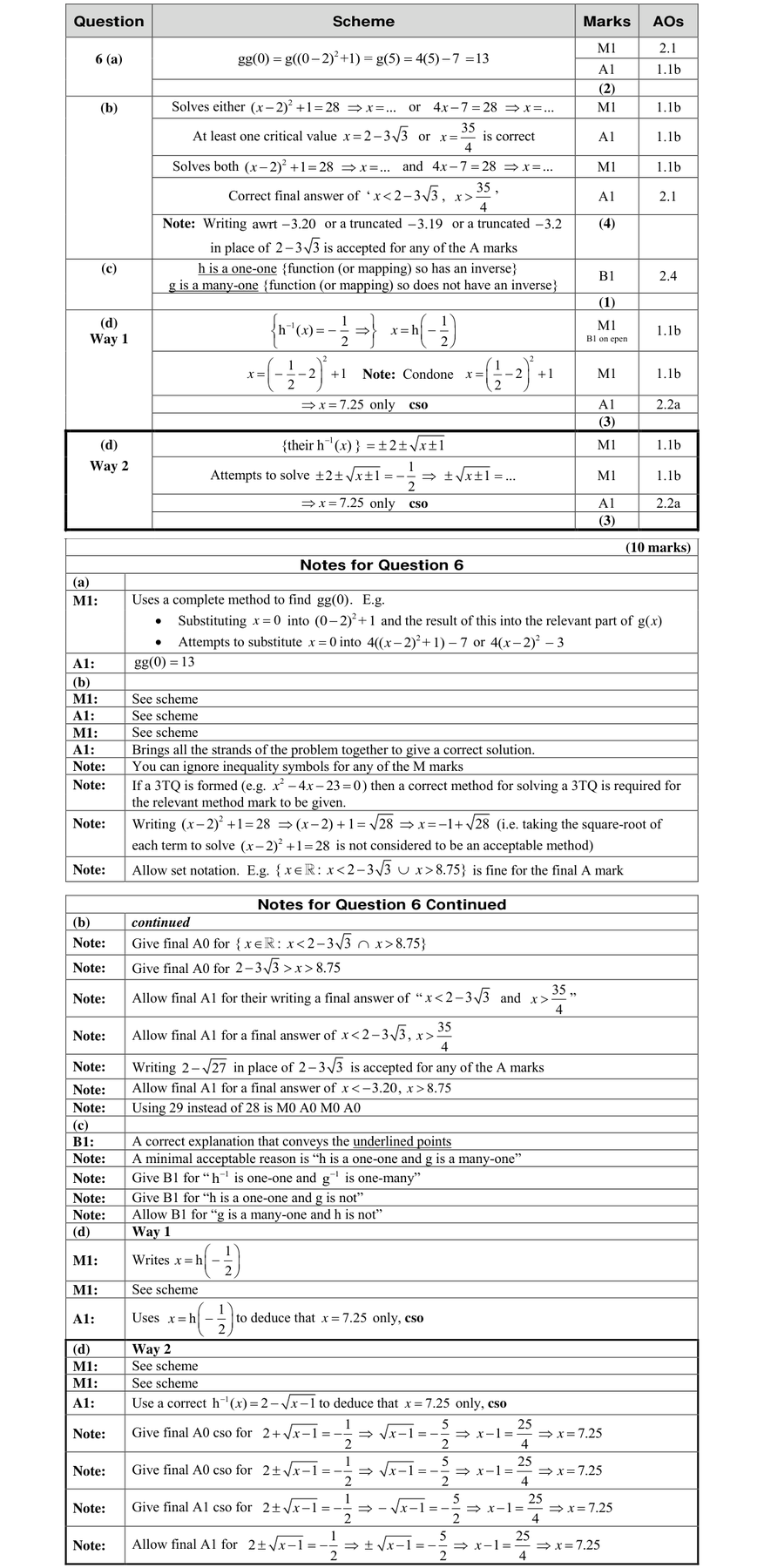 Mark scheme for Q6