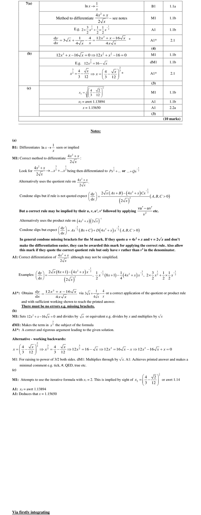 Mark scheme for Q7