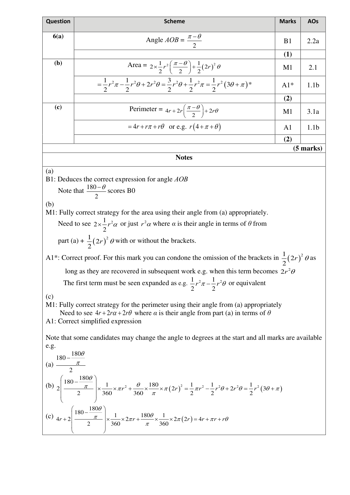 Mark scheme for Q6