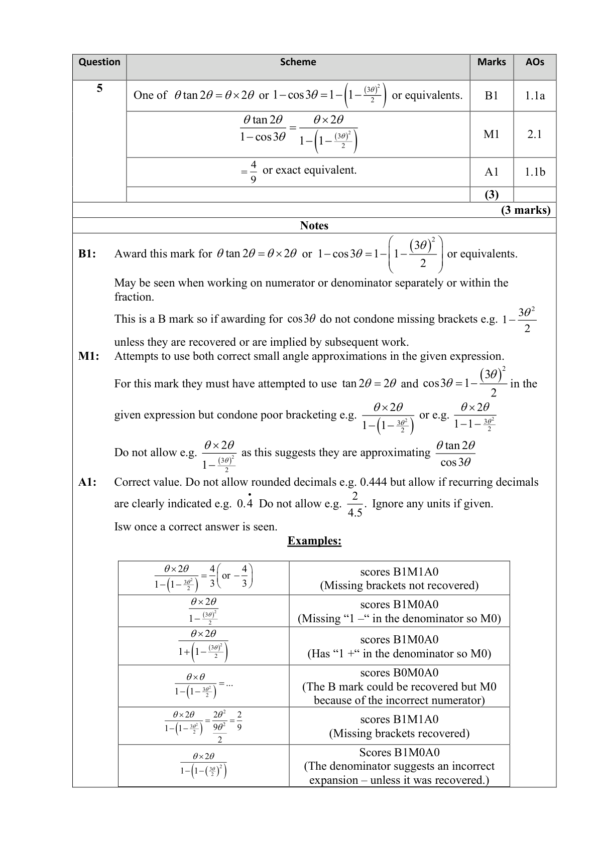 Mark scheme for Q5