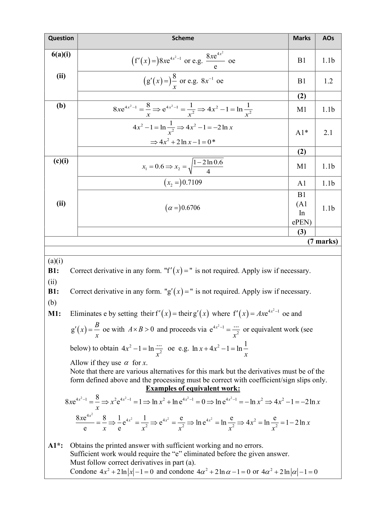 Mark scheme for Q6