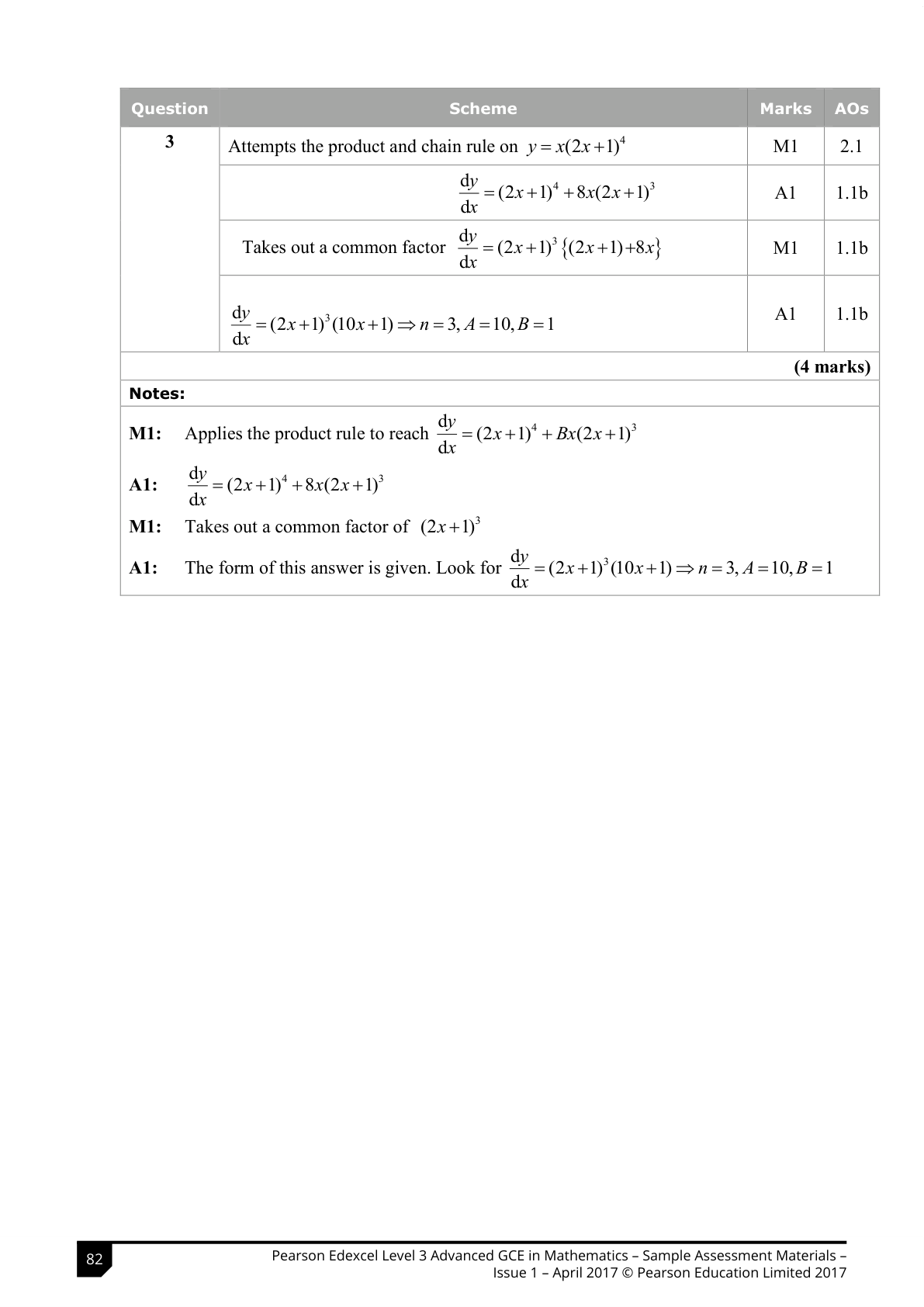 Mark scheme for Q3