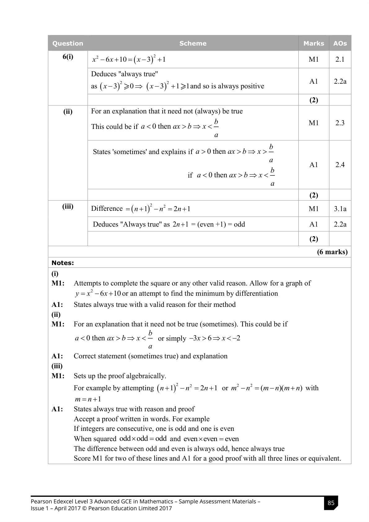Mark scheme for Q6