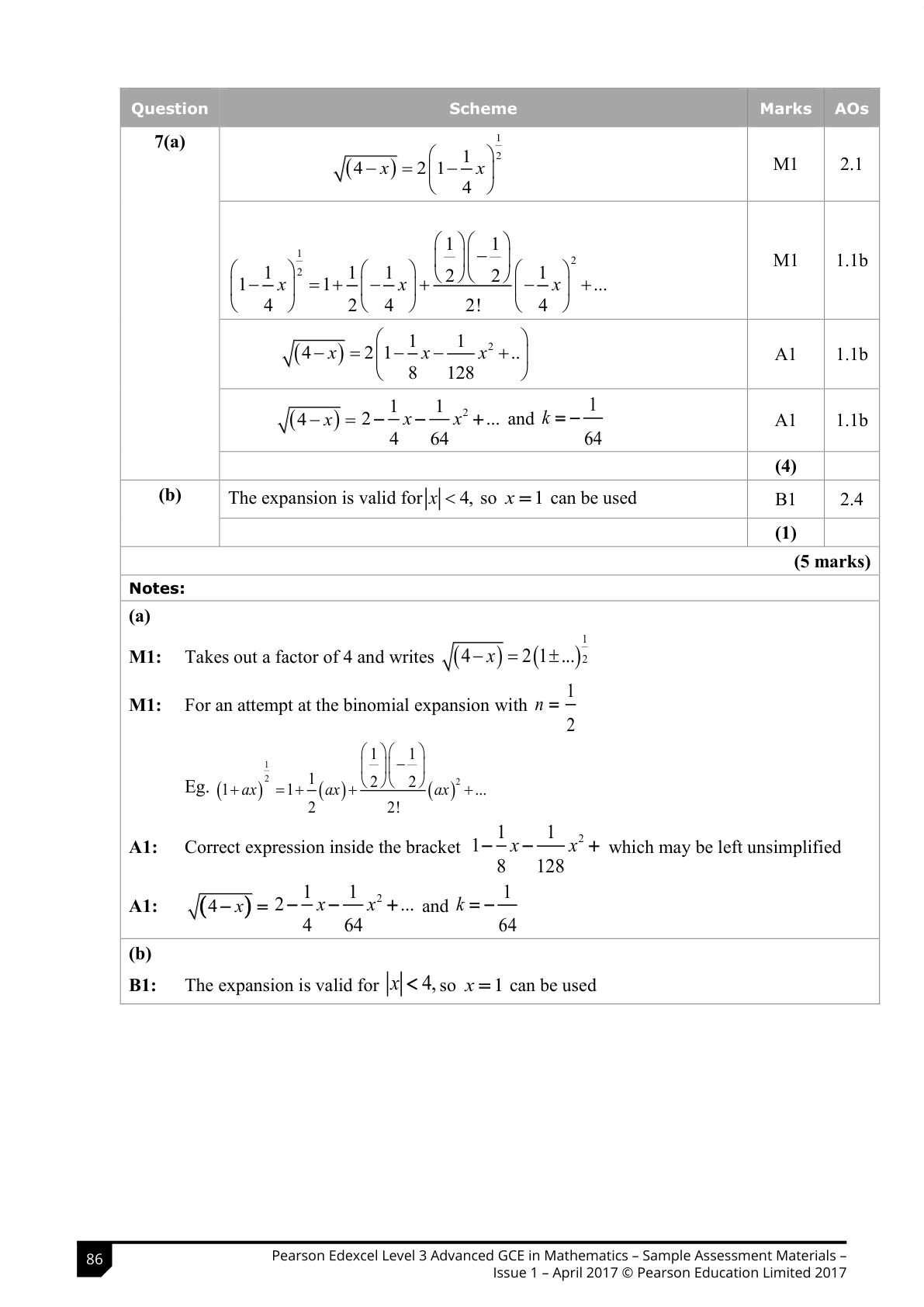 Mark scheme for Q7