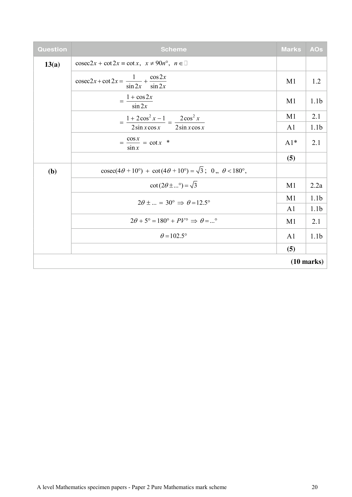 Mark scheme for Q13