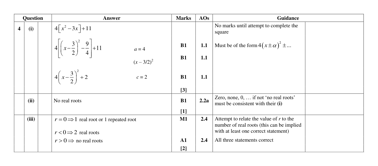 Mark scheme for Q4