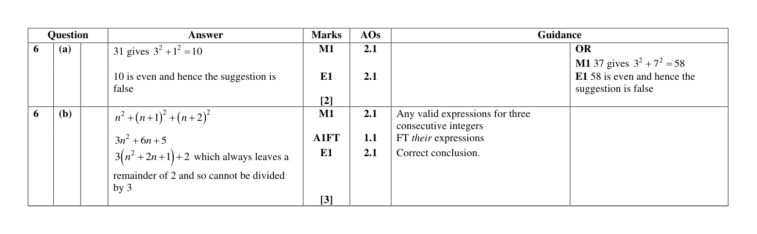 Mark scheme for Q6