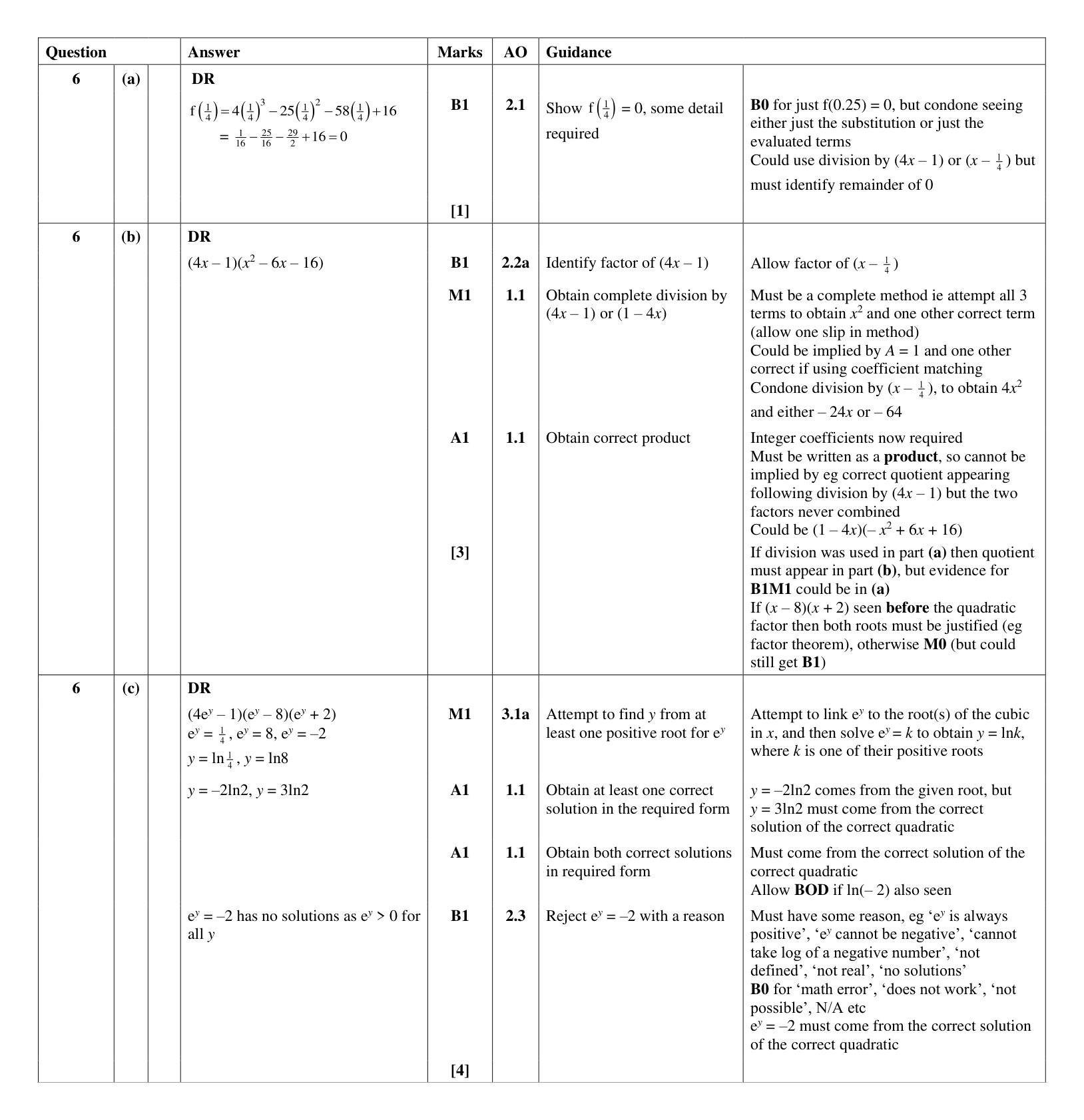 Mark scheme for Q6
