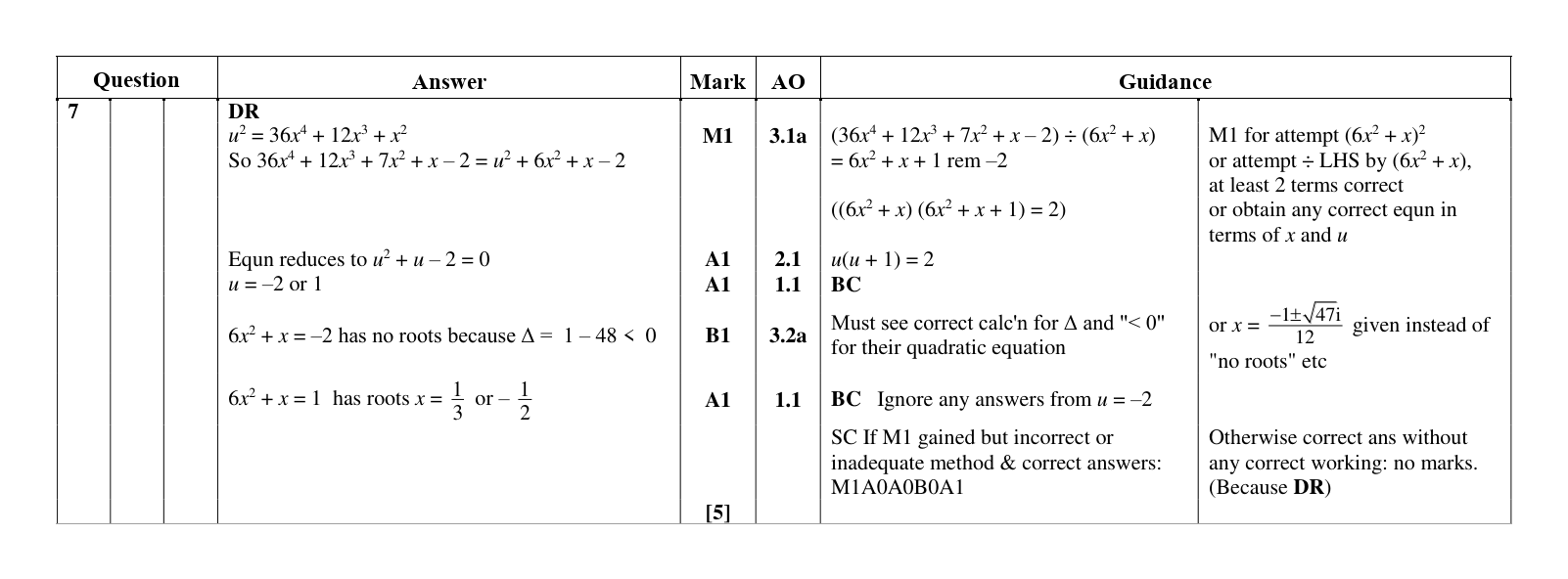 Mark scheme for Q7