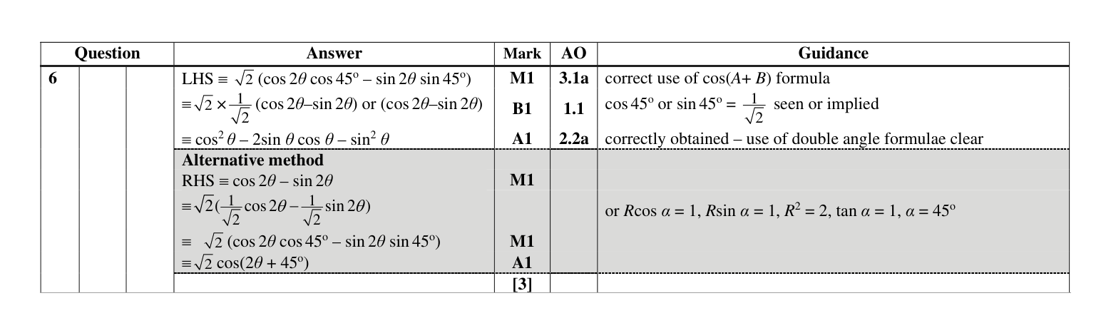 Mark scheme for Q6