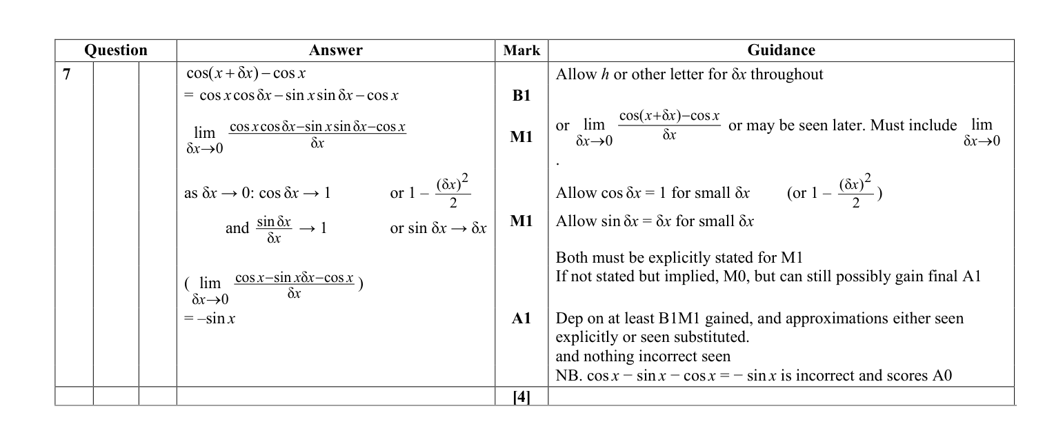 Mark scheme for Q7
