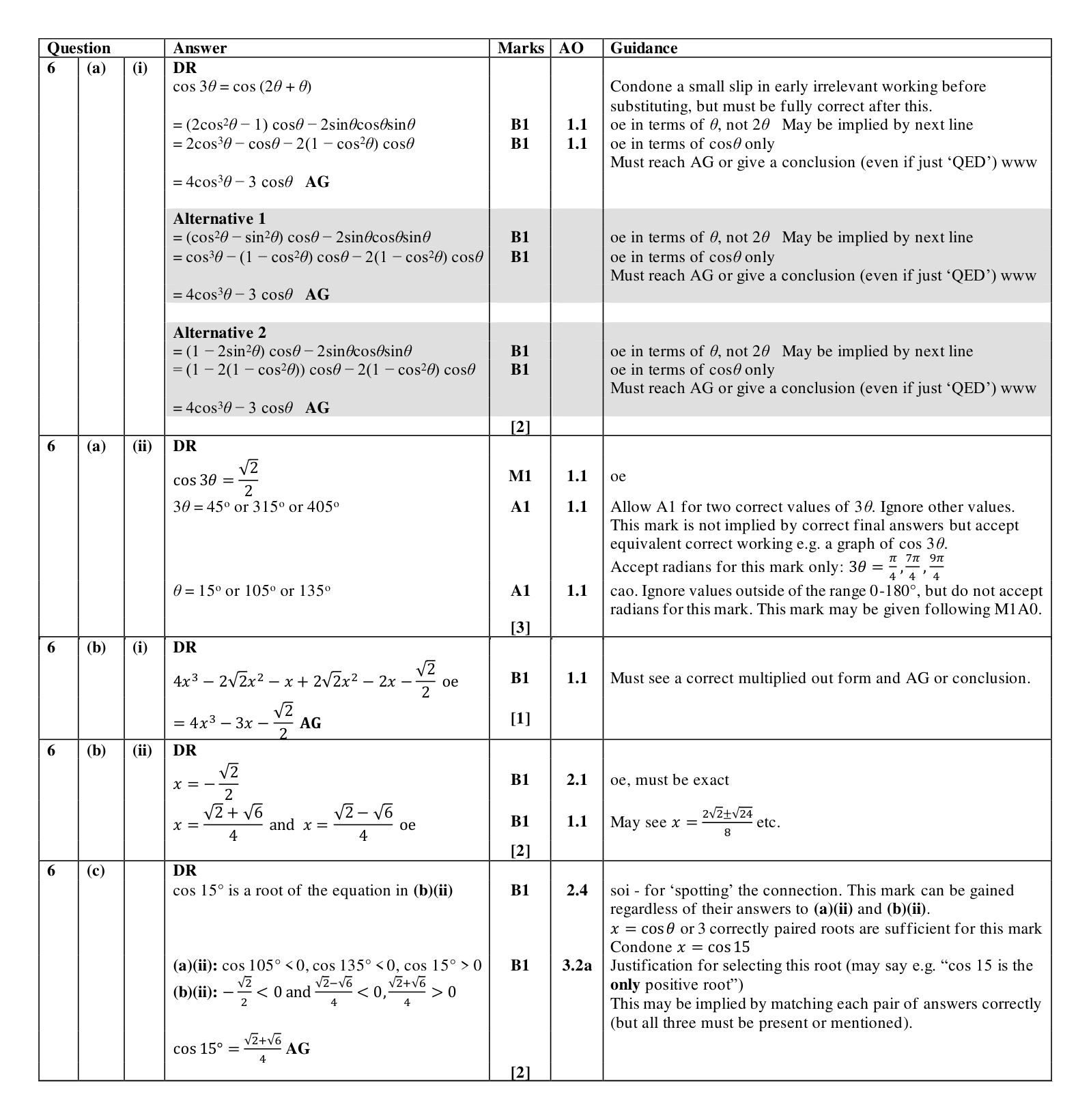 Mark scheme for Q6