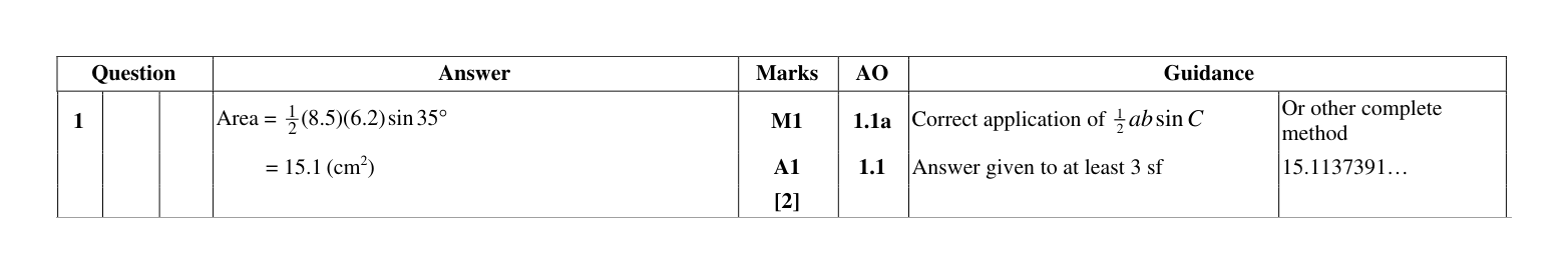 Mark scheme for Q1
