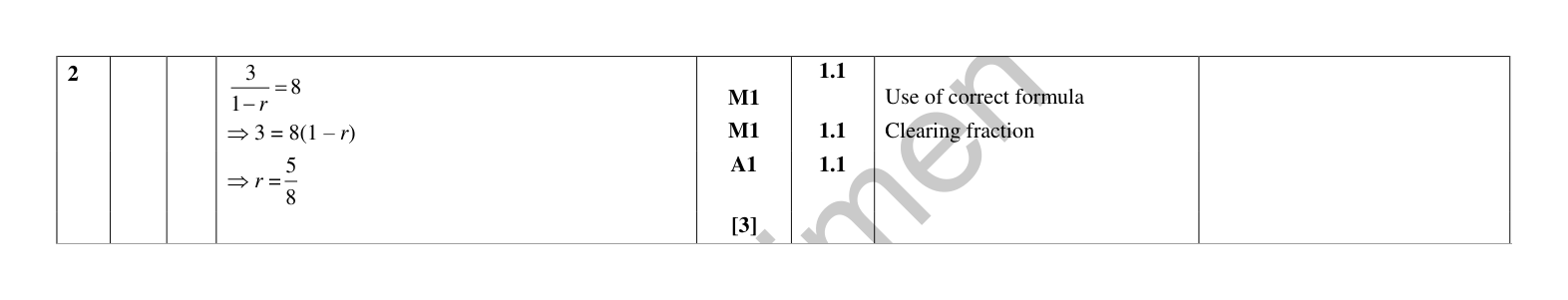 Mark scheme for Q2