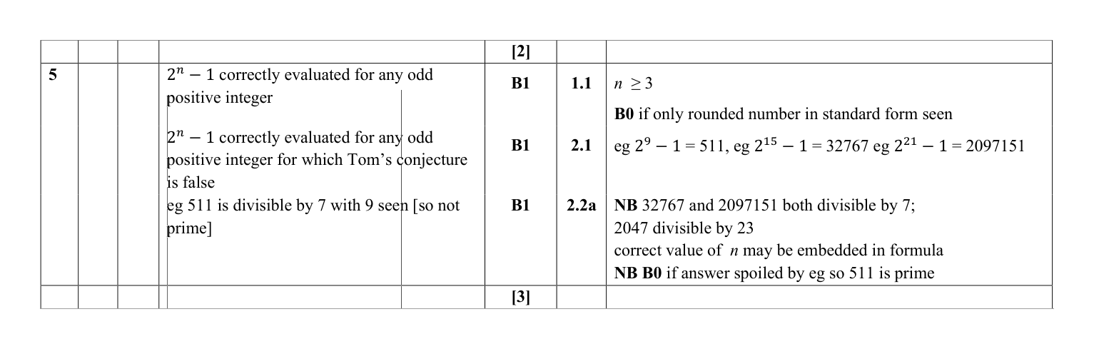 Mark scheme for Q5