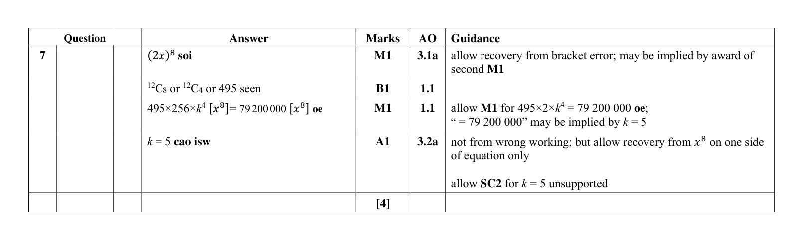 Mark scheme for Q7