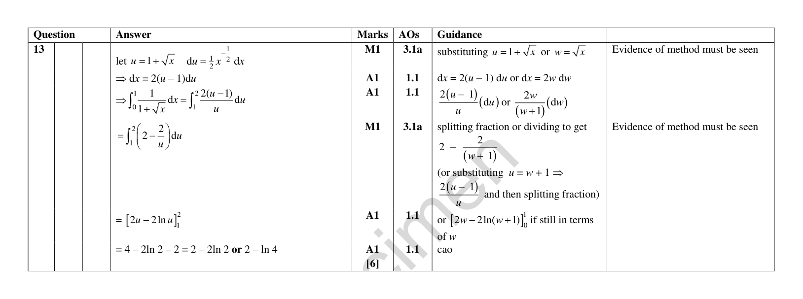 Mark scheme for Q13