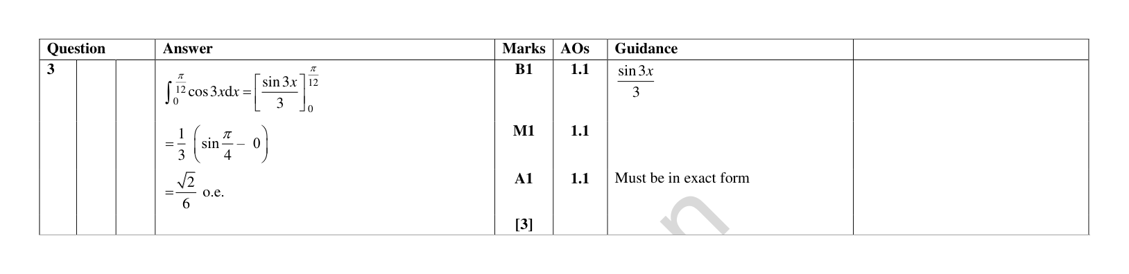 Mark scheme for Q3