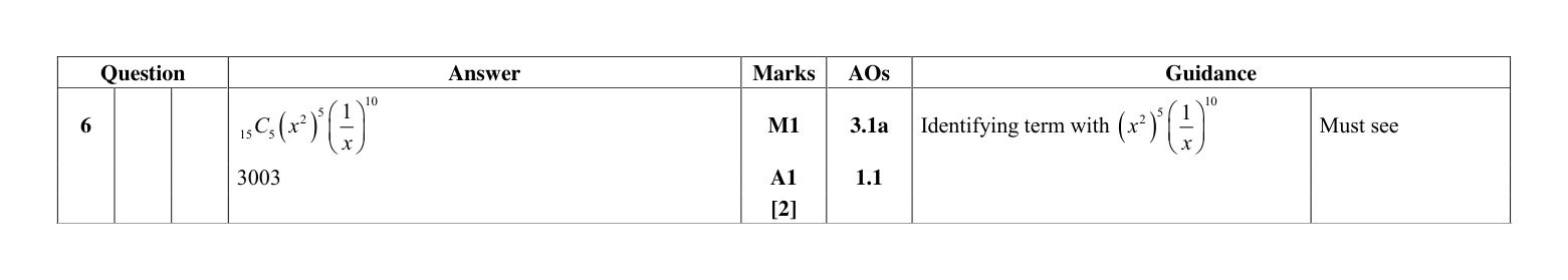 Mark scheme for Q6