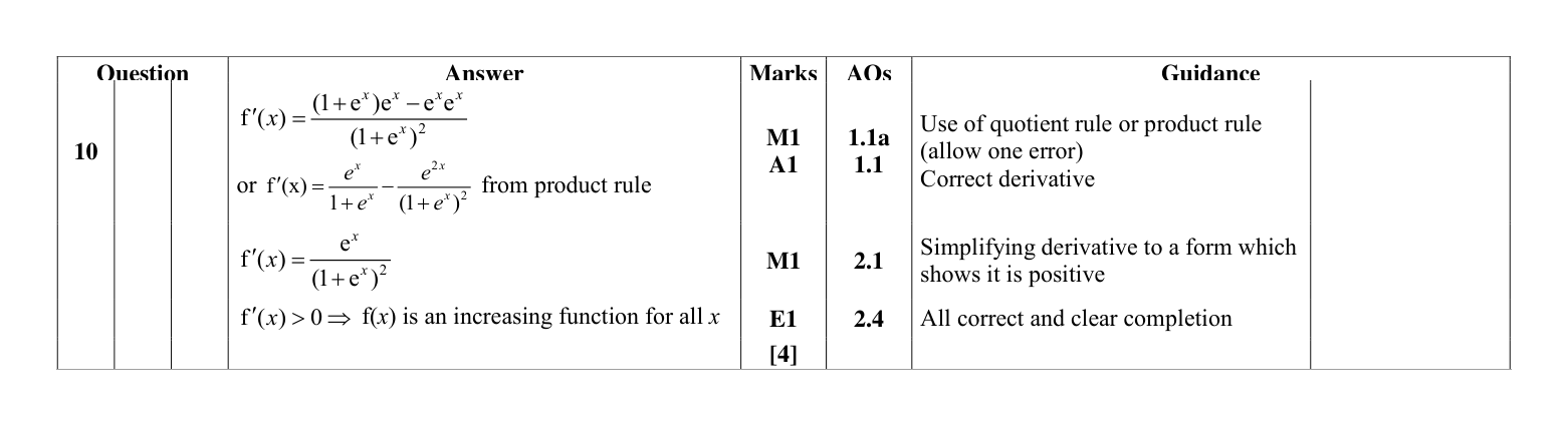Mark scheme for Q10