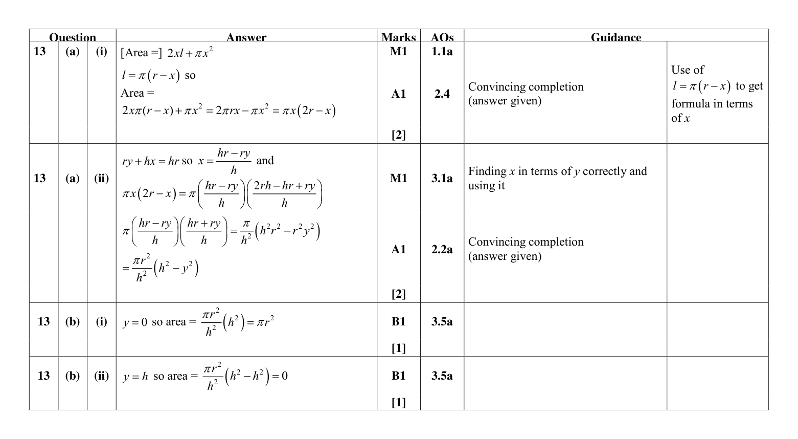 Mark scheme for Q13