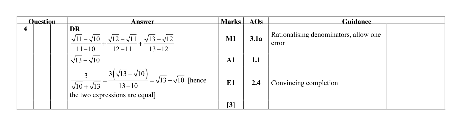 Mark scheme for Q4