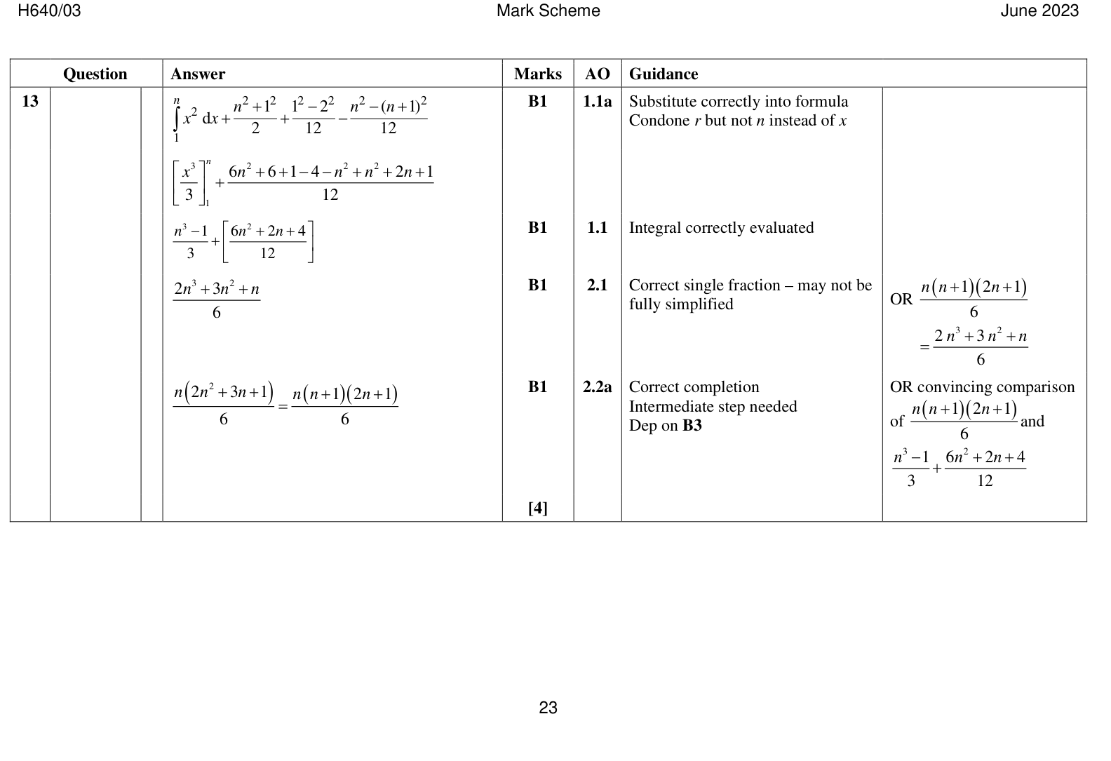 Mark scheme for Q13