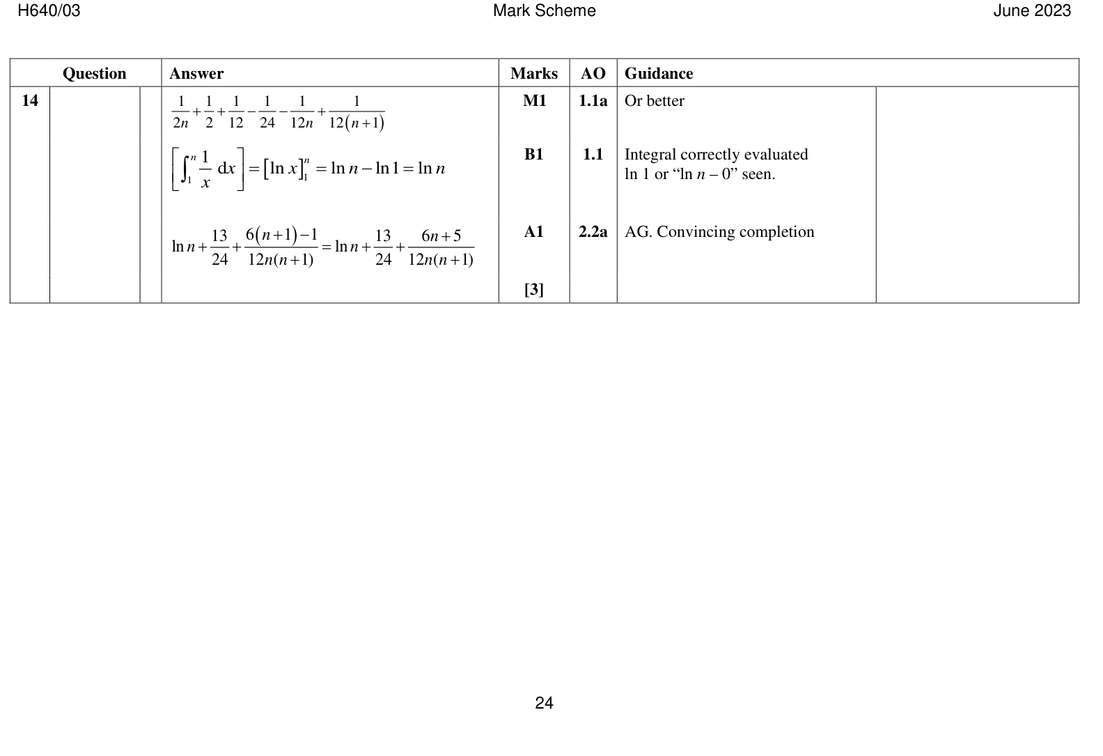 Mark scheme for Q14