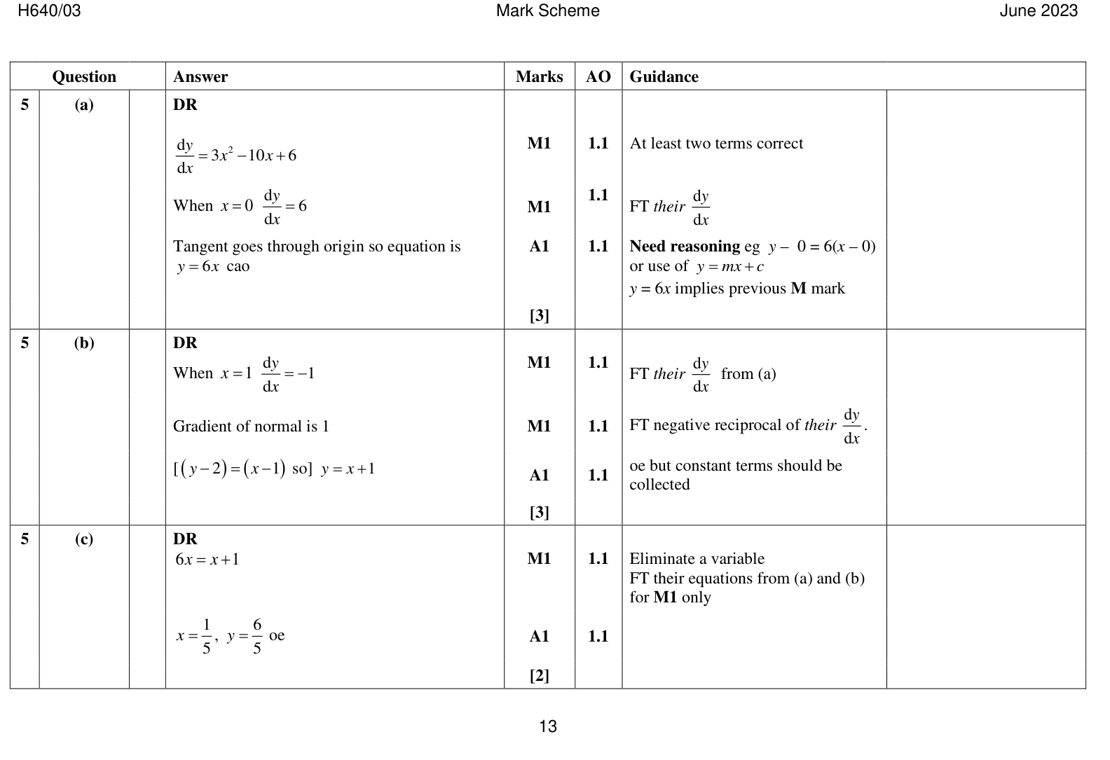 Mark scheme for Q5