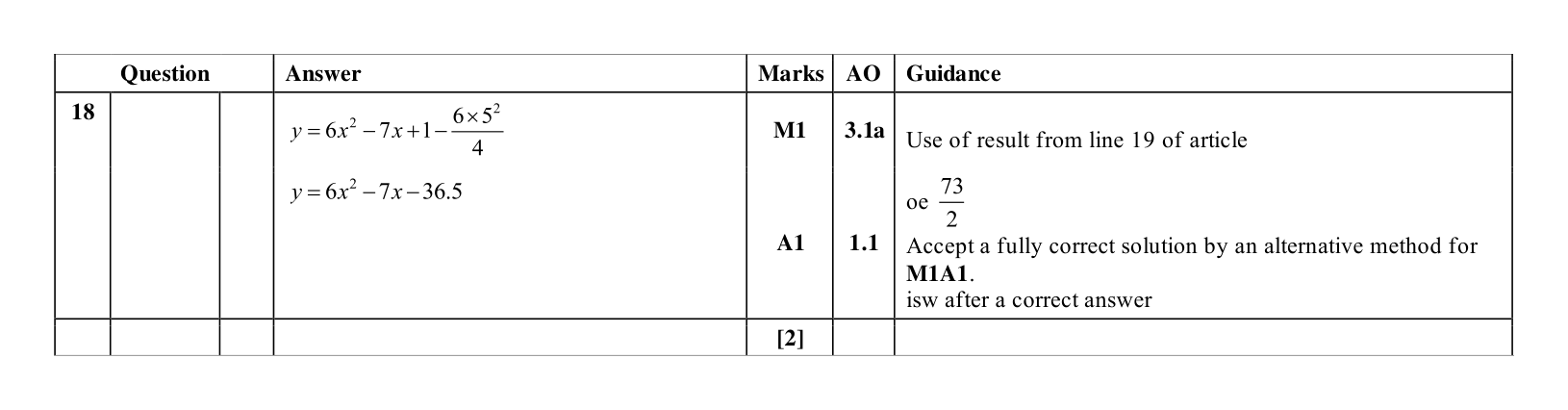Mark scheme for Q18