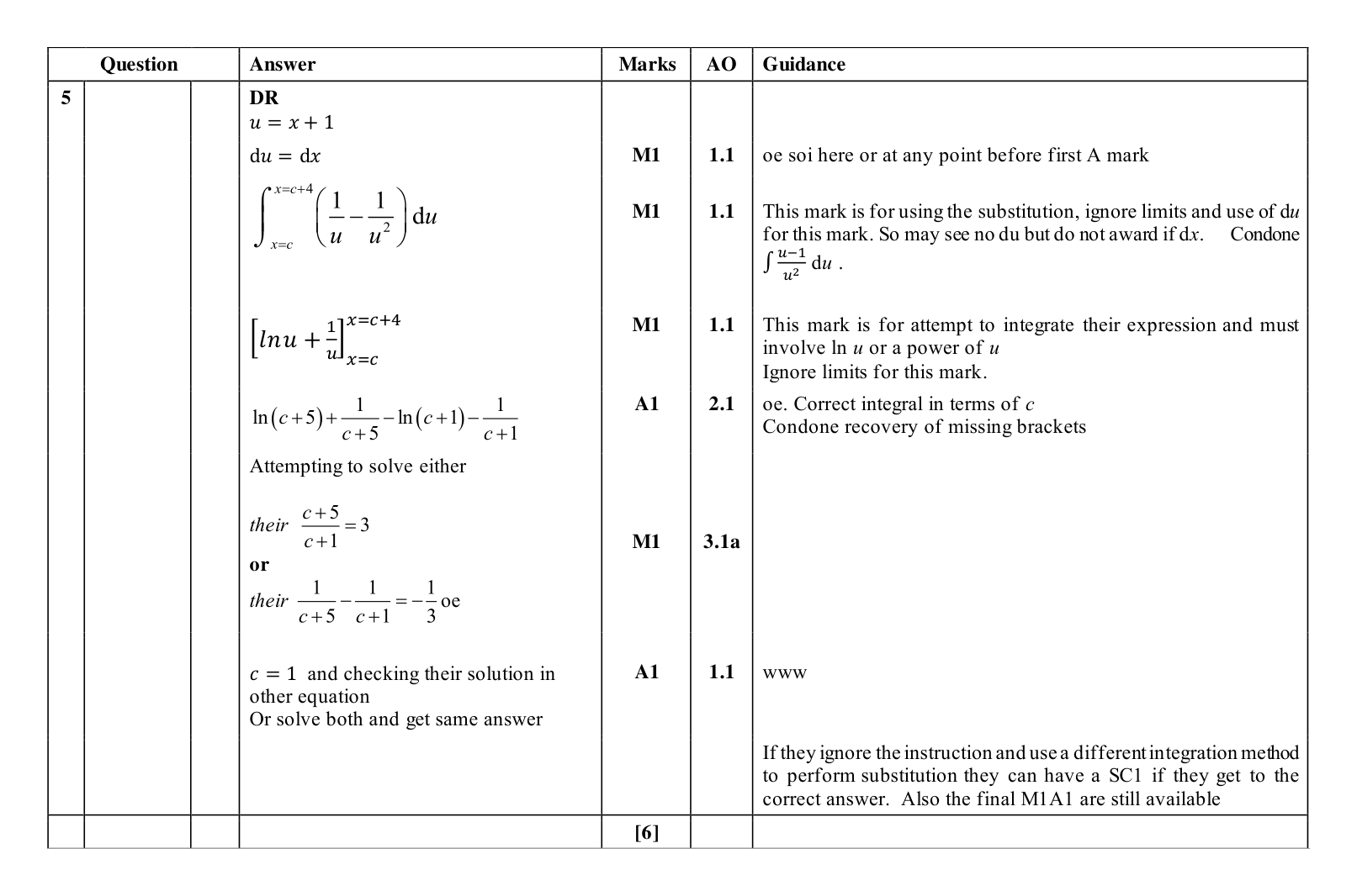 Mark scheme for Q5