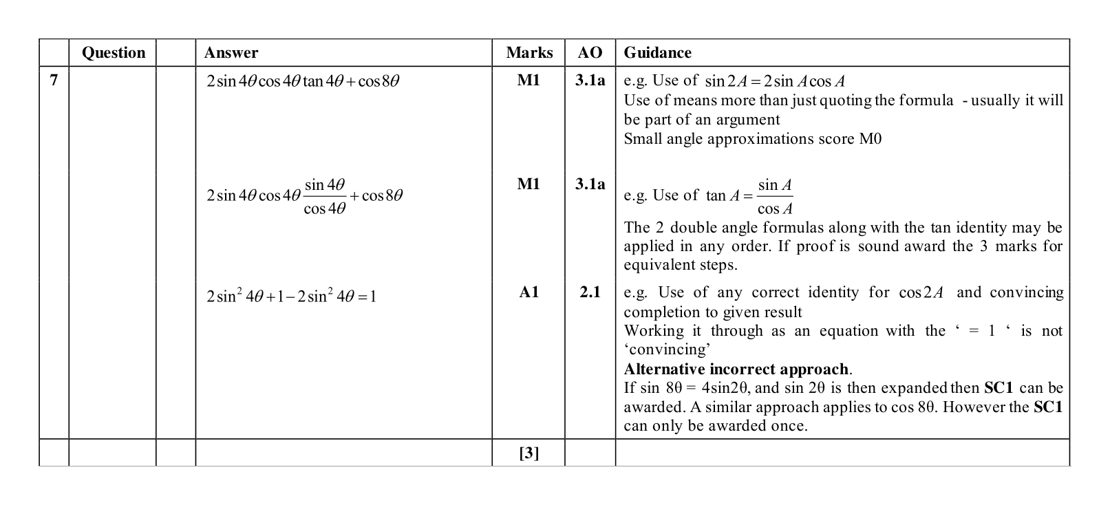 Mark scheme for Q7