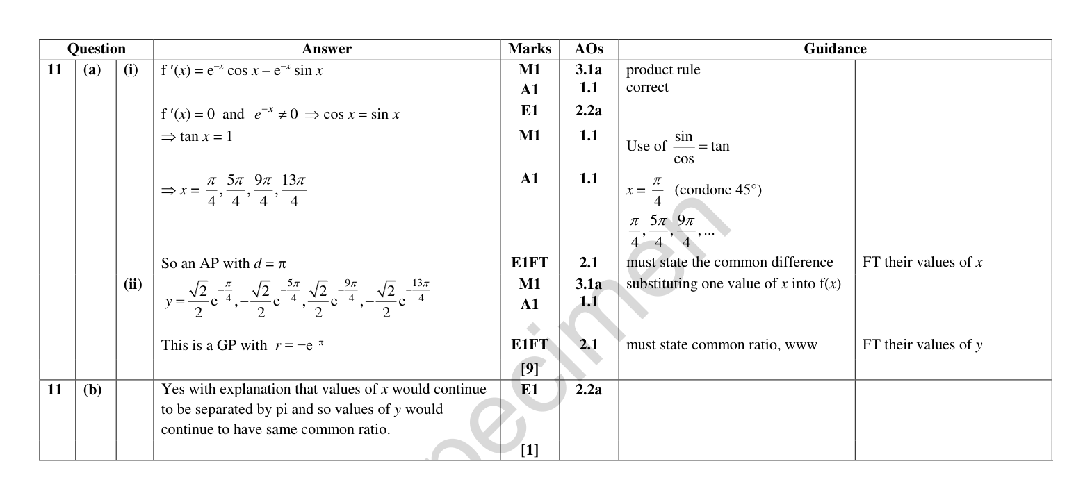 Mark scheme for Q11
