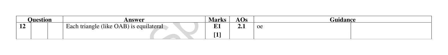 Mark scheme for Q12