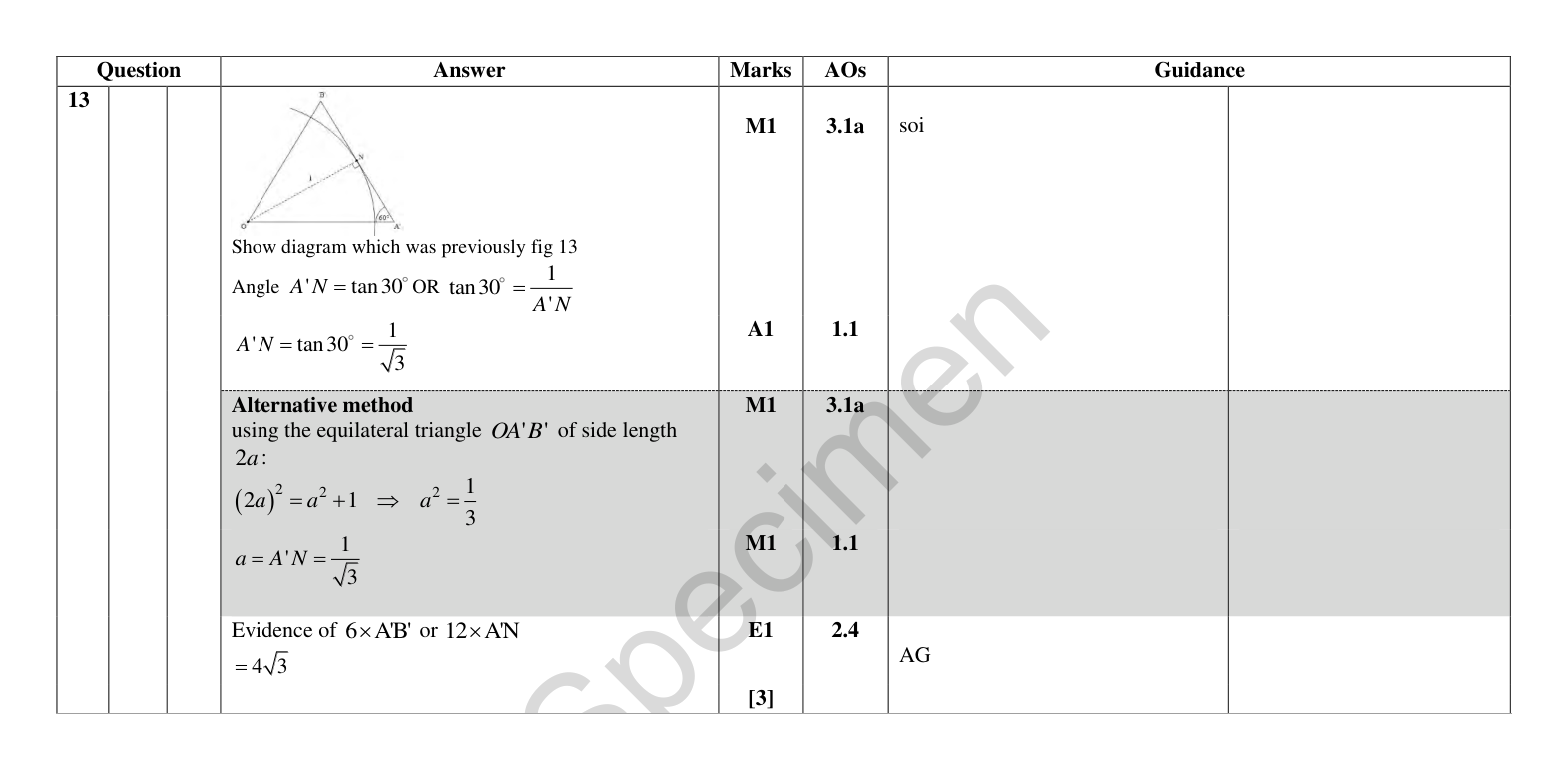 Mark scheme for Q13